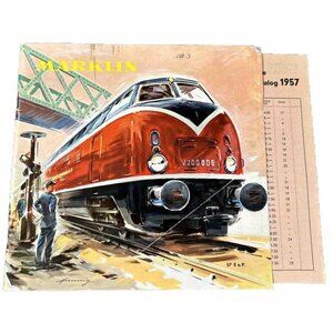Vintage 1957 Marklin German Complete Catalog Train Magazine Spielwaren w Insert